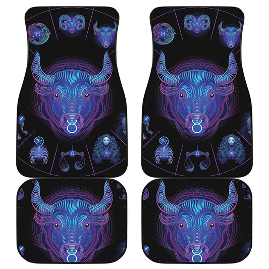 Taurus And Astrological Signs Print Front and Back Car Floor Mats