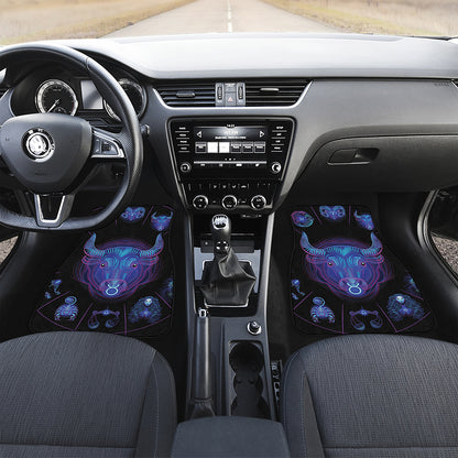 Taurus And Astrological Signs Print Front and Back Car Floor Mats