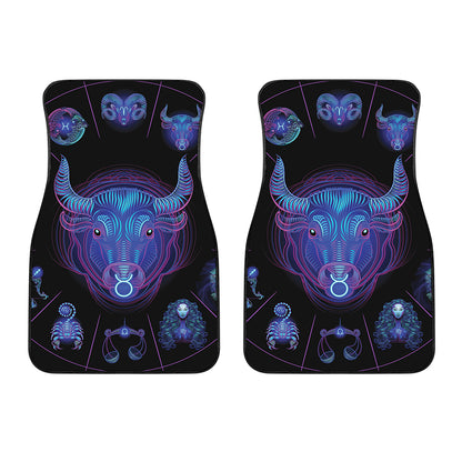 Taurus And Astrological Signs Print Front Car Floor Mats