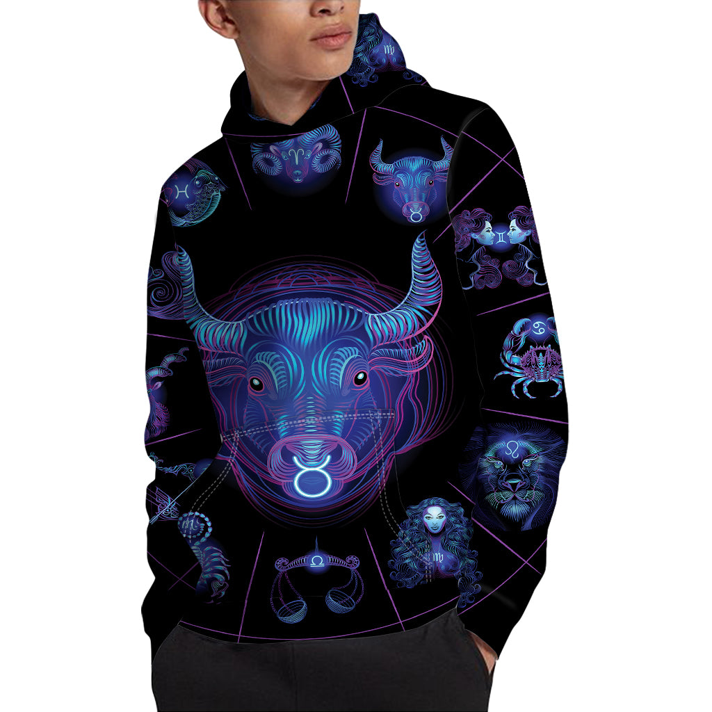 Taurus And Astrological Signs Print Pullover Hoodie