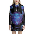 Taurus And Astrological Signs Print Pullover Hoodie Dress