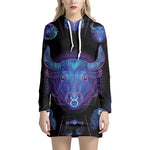 Taurus And Astrological Signs Print Pullover Hoodie Dress
