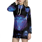 Taurus And Astrological Signs Print Pullover Hoodie Dress