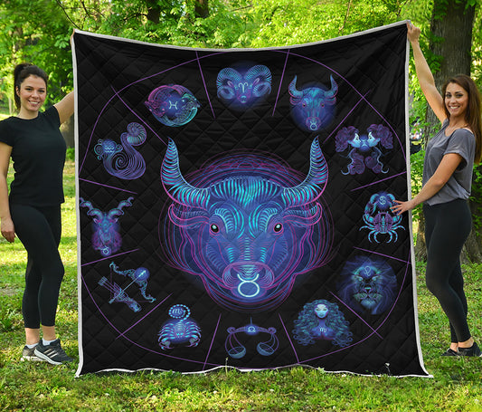Taurus And Astrological Signs Print Quilt