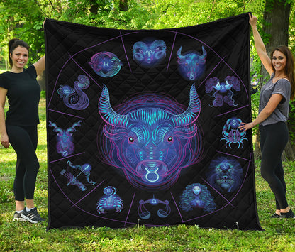Taurus And Astrological Signs Print Quilt