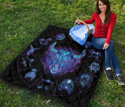 Taurus And Astrological Signs Print Quilt