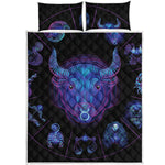 Taurus And Astrological Signs Print Quilt Bed Set