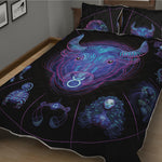 Taurus And Astrological Signs Print Quilt Bed Set