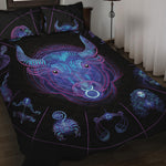 Taurus And Astrological Signs Print Quilt Bed Set