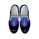 Taurus And Astrological Signs Print White Slip On Shoes