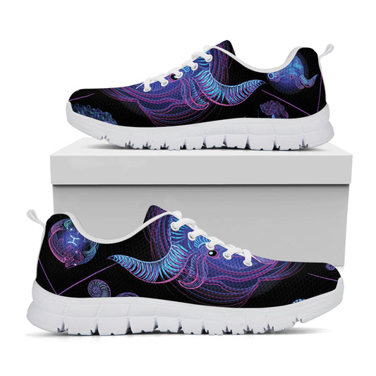 Taurus And Astrological Signs Print White Sneakers