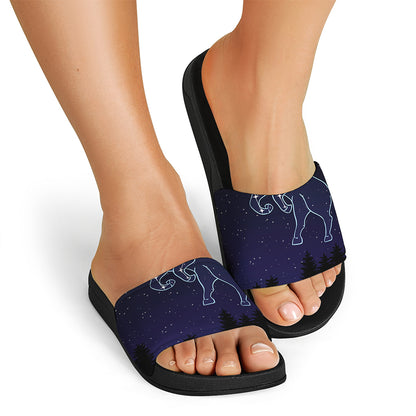 Taurus Constellation Print Black Slide Sandals