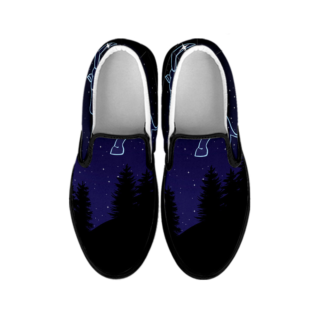 Taurus Constellation Print Black Slip On Shoes