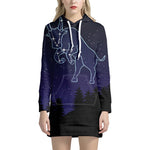 Taurus Constellation Print Pullover Hoodie Dress