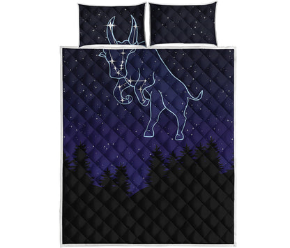 Taurus Constellation Print Quilt Bed Set