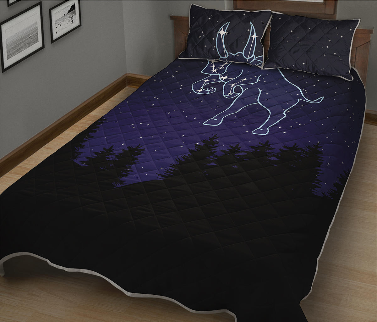 Taurus Constellation Print Quilt Bed Set