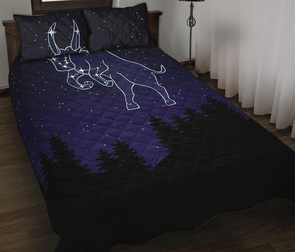 Taurus Constellation Print Quilt Bed Set