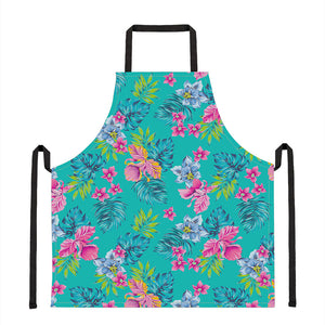 Teal Aloha Tropical Pattern Print Apron