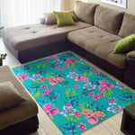 Teal Aloha Tropical Pattern Print Area Rug GearFrost