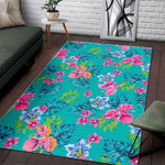 Teal Aloha Tropical Pattern Print Area Rug GearFrost