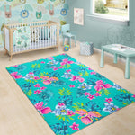 Teal Aloha Tropical Pattern Print Area Rug GearFrost