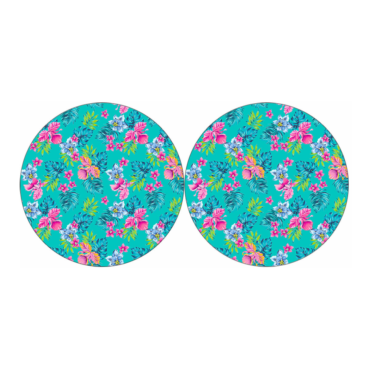Teal Aloha Tropical Pattern Print Car Coasters