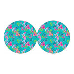 Teal Aloha Tropical Pattern Print Car Coasters
