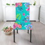 Teal Aloha Tropical Pattern Print Dining Chair Slipcover