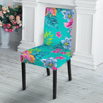 Teal Aloha Tropical Pattern Print Dining Chair Slipcover