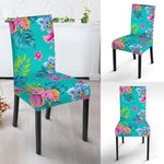 Teal Aloha Tropical Pattern Print Dining Chair Slipcover