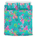 Teal Aloha Tropical Pattern Print Duvet Cover Bedding Set