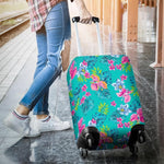 Teal Aloha Tropical Pattern Print Luggage Cover GearFrost