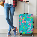 Teal Aloha Tropical Pattern Print Luggage Cover