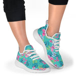 Teal Aloha Tropical Pattern Print Mesh Knit Shoes GearFrost