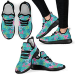Teal Aloha Tropical Pattern Print Mesh Knit Shoes GearFrost