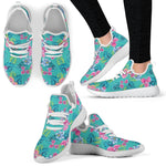 Teal Aloha Tropical Pattern Print Mesh Knit Shoes GearFrost