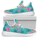 Teal Aloha Tropical Pattern Print Mesh Knit Shoes GearFrost