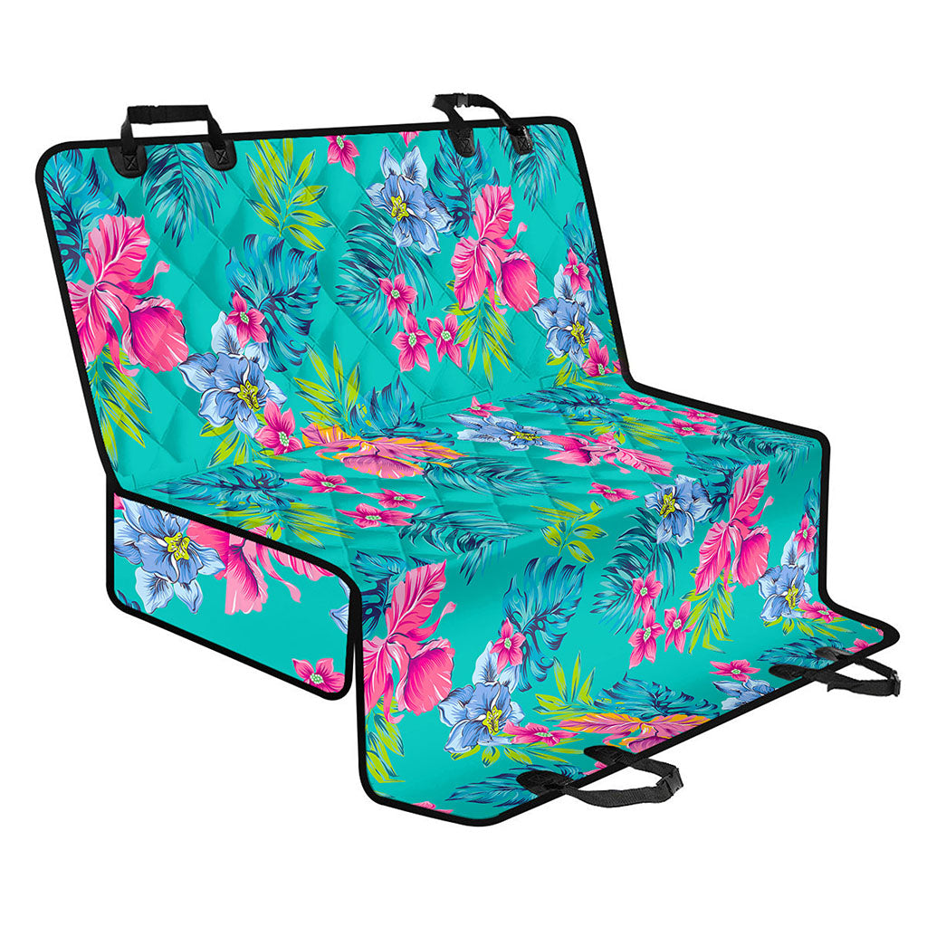 Teal Aloha Tropical Pattern Print Pet Car Back Seat Cover