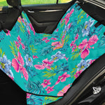 Teal Aloha Tropical Pattern Print Pet Car Back Seat Cover