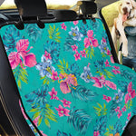 Teal Aloha Tropical Pattern Print Pet Car Back Seat Cover