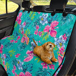 Teal Aloha Tropical Pattern Print Pet Car Back Seat Cover