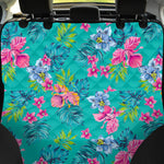 Teal Aloha Tropical Pattern Print Pet Car Back Seat Cover