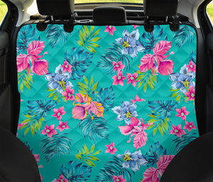 Teal Aloha Tropical Pattern Print Pet Car Back Seat Cover