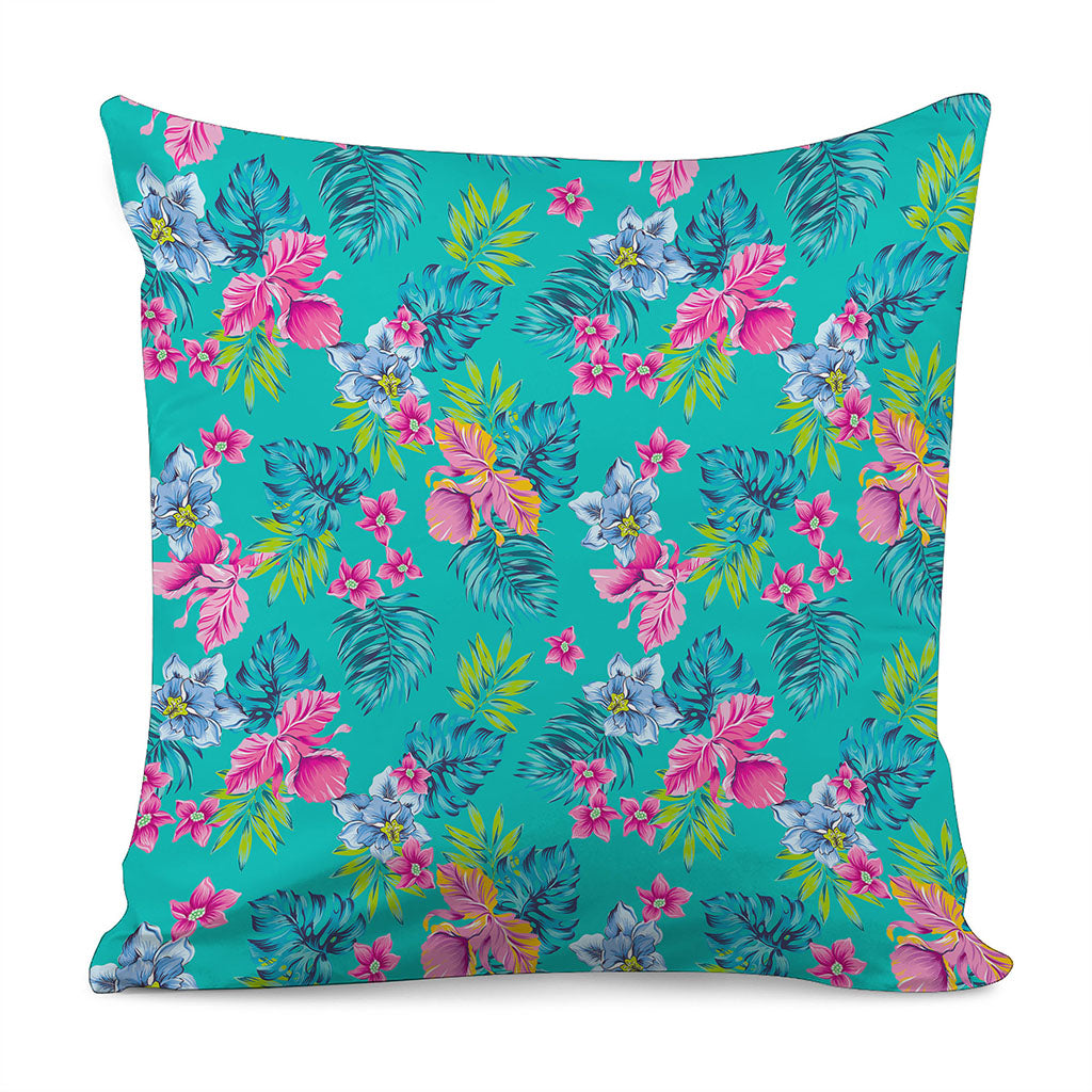 Teal Aloha Tropical Pattern Print Pillow Cover