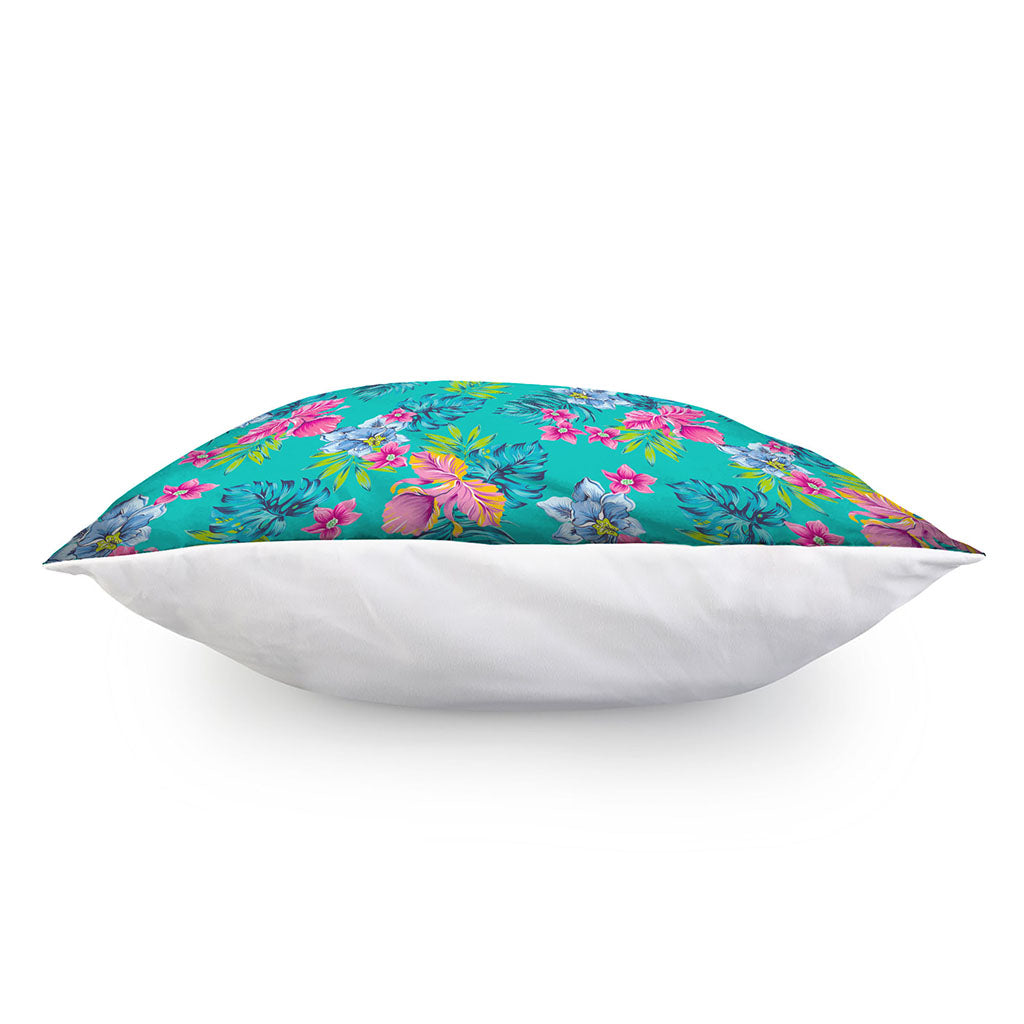 Teal Aloha Tropical Pattern Print Pillow Cover