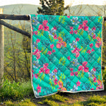 Teal Aloha Tropical Pattern Print Quilt