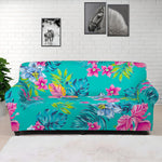 Teal Aloha Tropical Pattern Print Sofa Cover