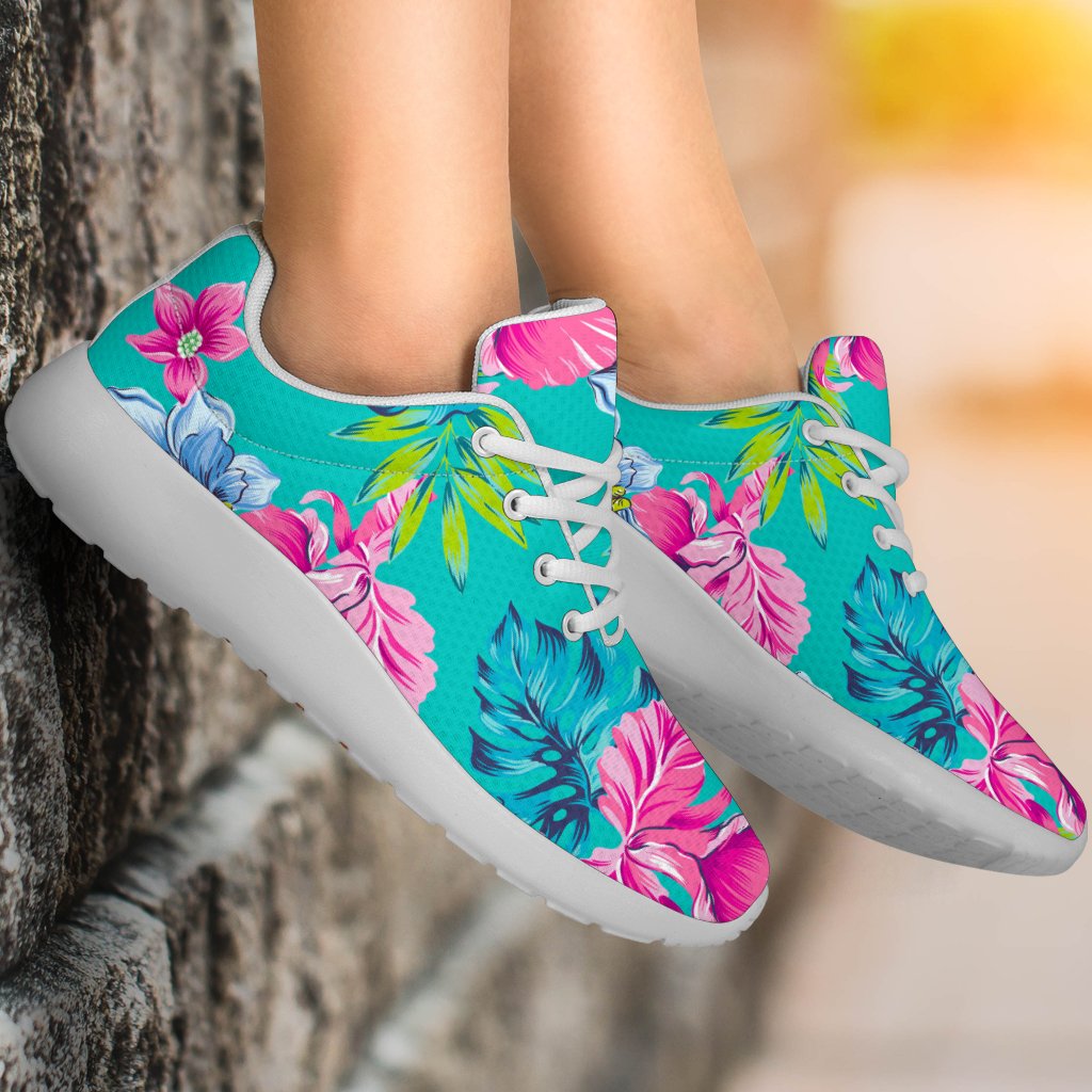 Teal Aloha Tropical Pattern Print Sport Shoes GearFrost