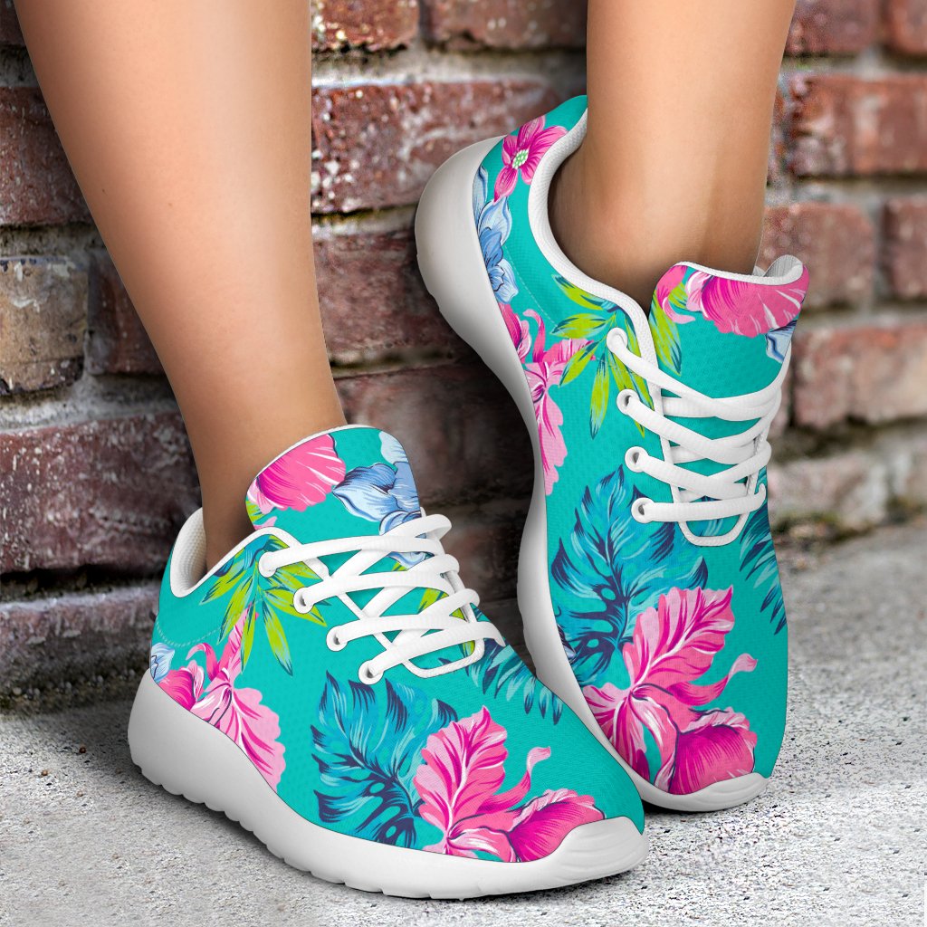 Teal Aloha Tropical Pattern Print Sport Shoes GearFrost