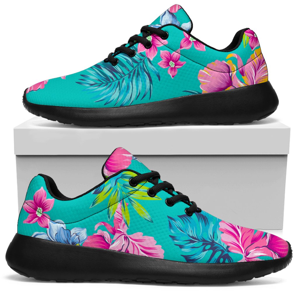 Teal Aloha Tropical Pattern Print Sport Shoes GearFrost